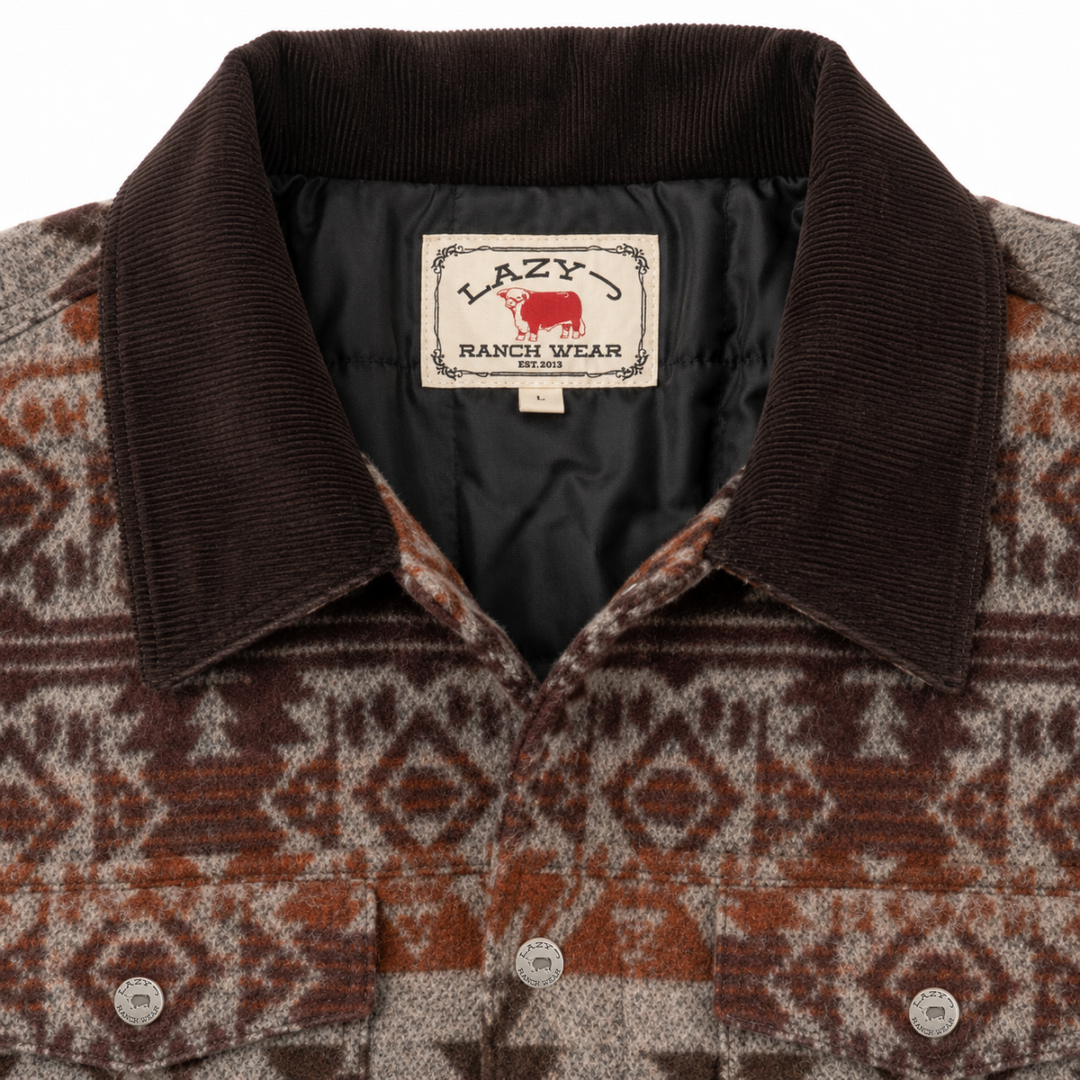 Lazy J Ranch Men's Navajo Print Trucker Jacket - Rust