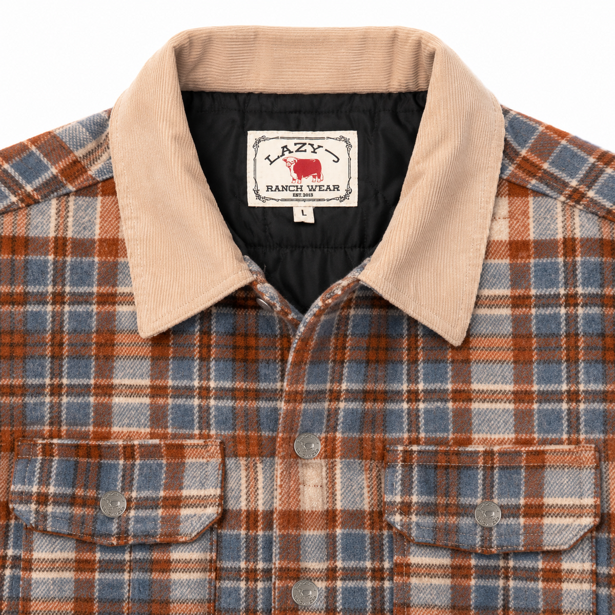 Lazy J Ranch Men's Plaid Trucker Jacket - Rust
