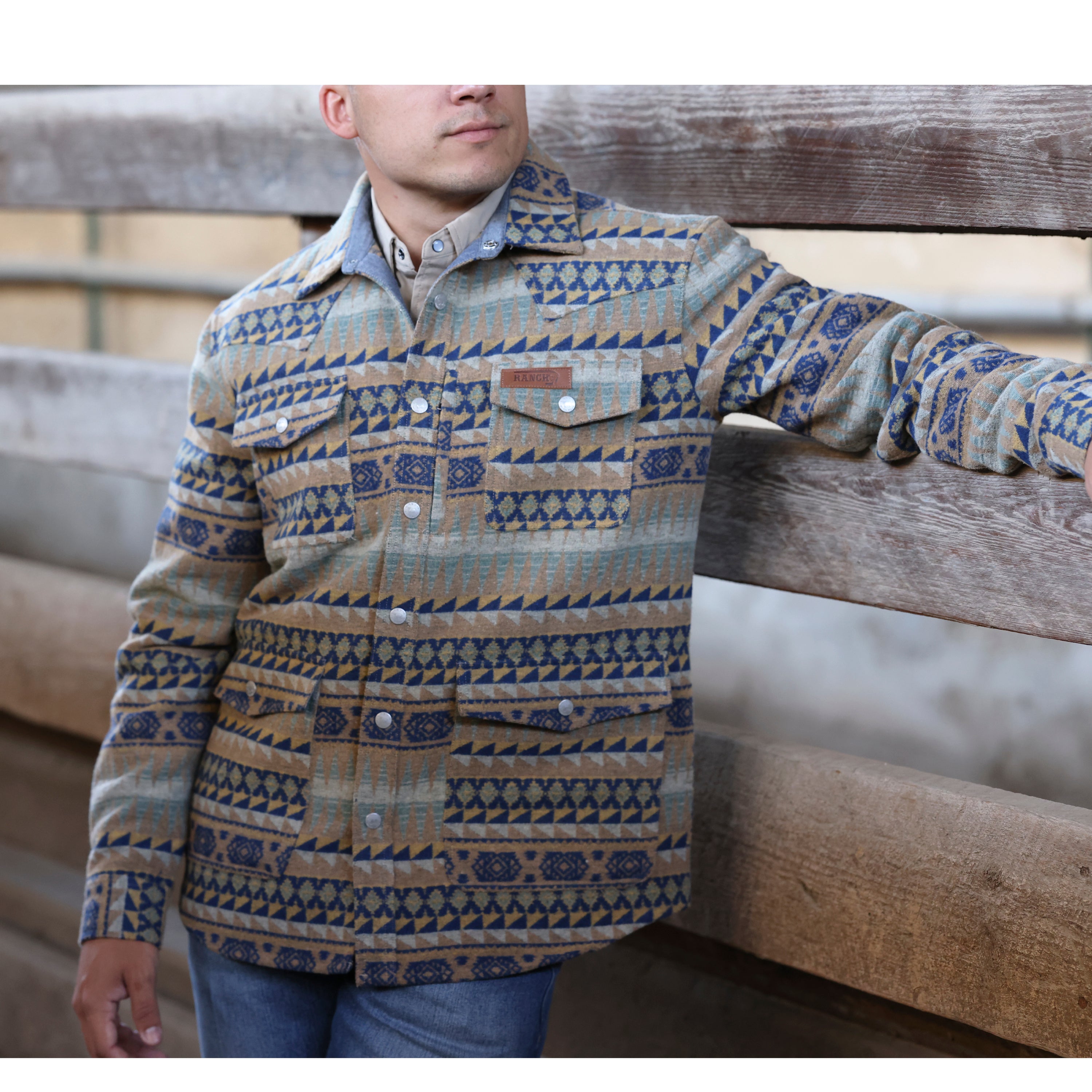 Lazy J Men's Aztec Print Jacket - Brown