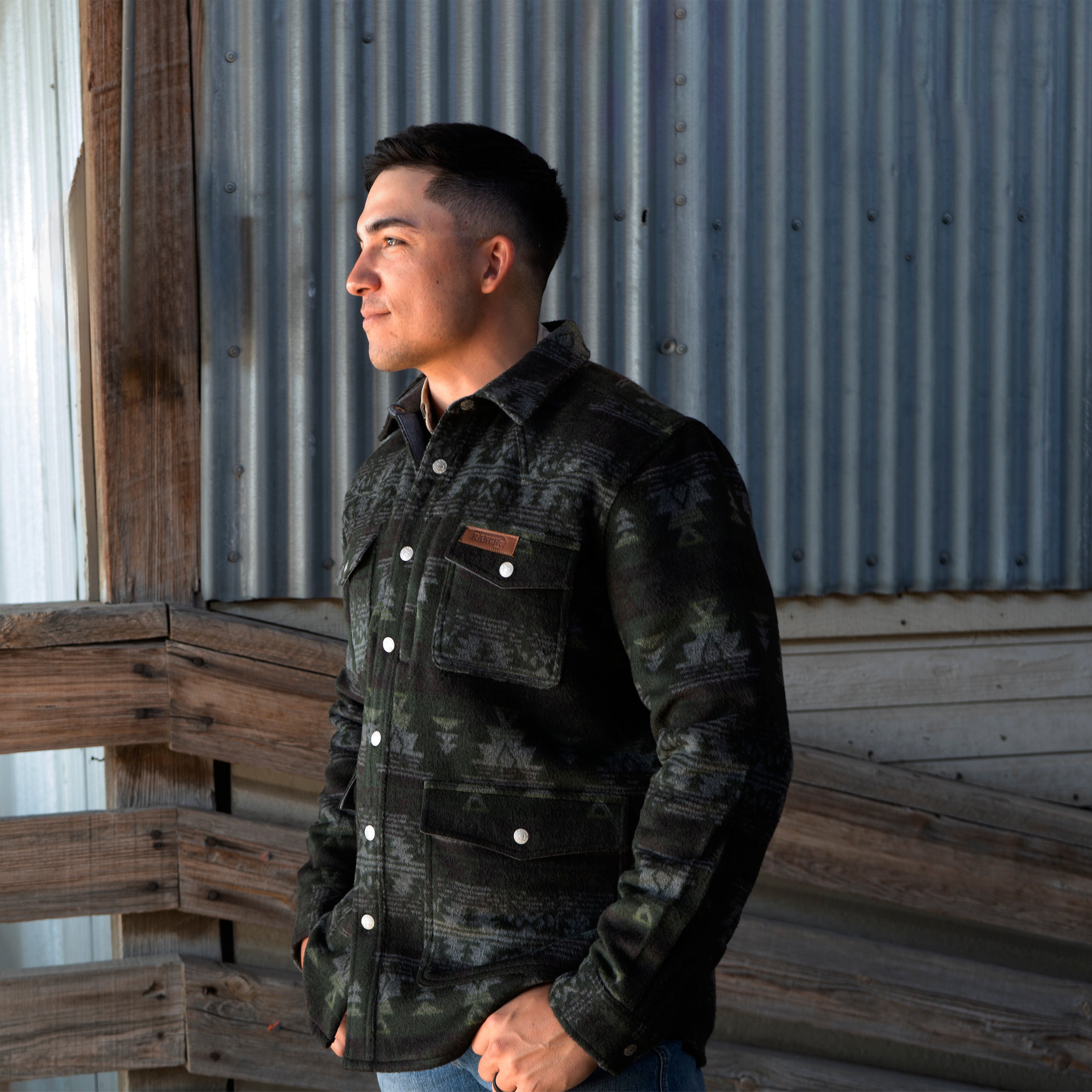 Lazy J Ranch Men's Aztec Print Jacket - Green