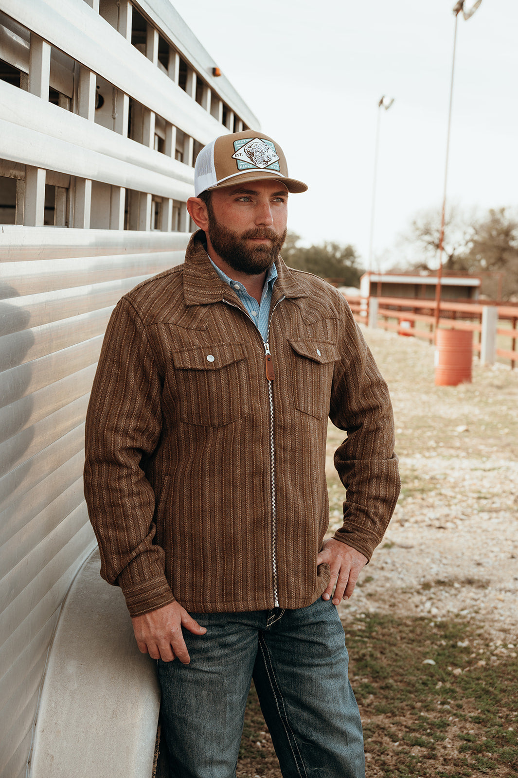Lazy J Ranch Men's Striped Jacket - Sequoia Brown