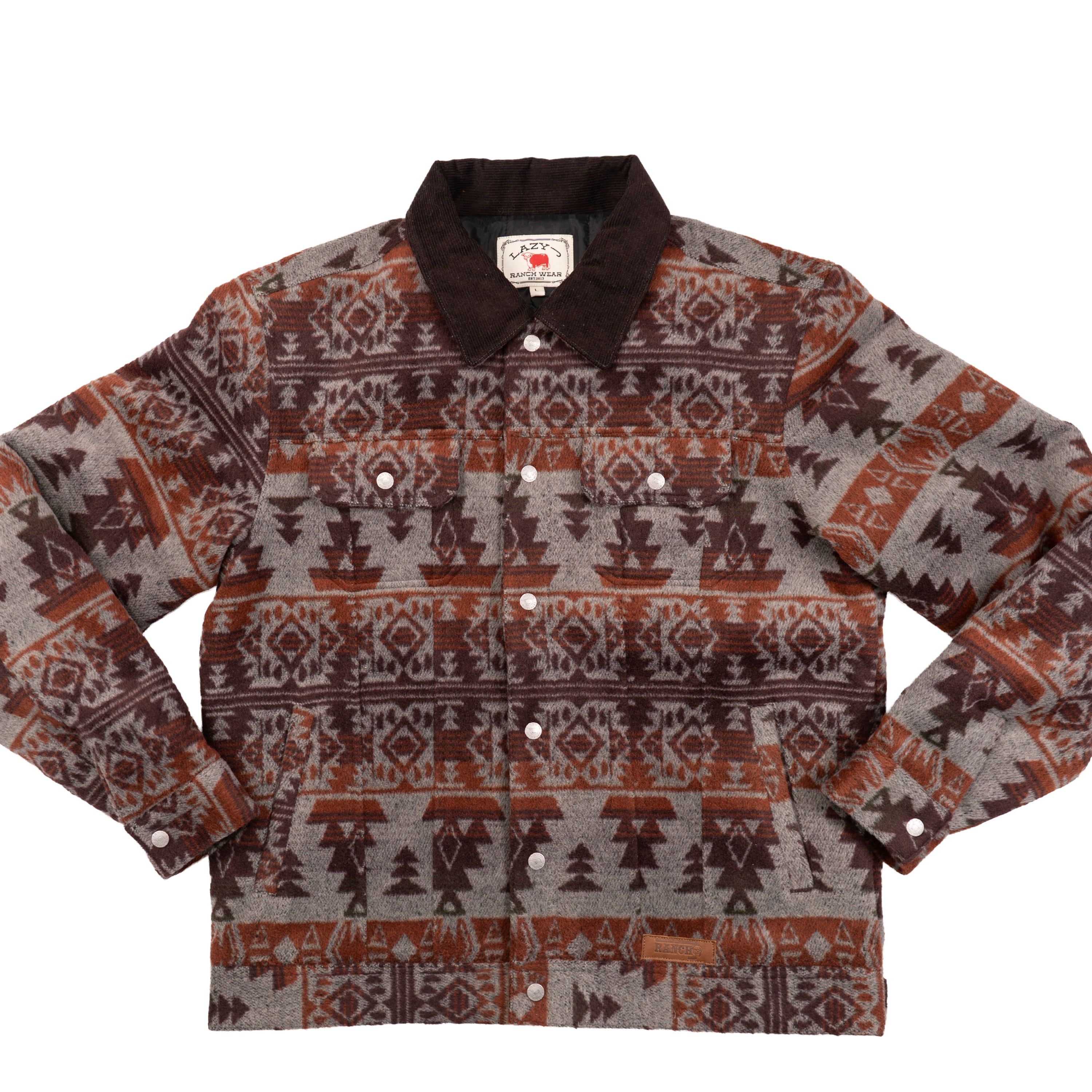 Lazy J Ranch Men's Navajo Print Trucker Jacket - Rust