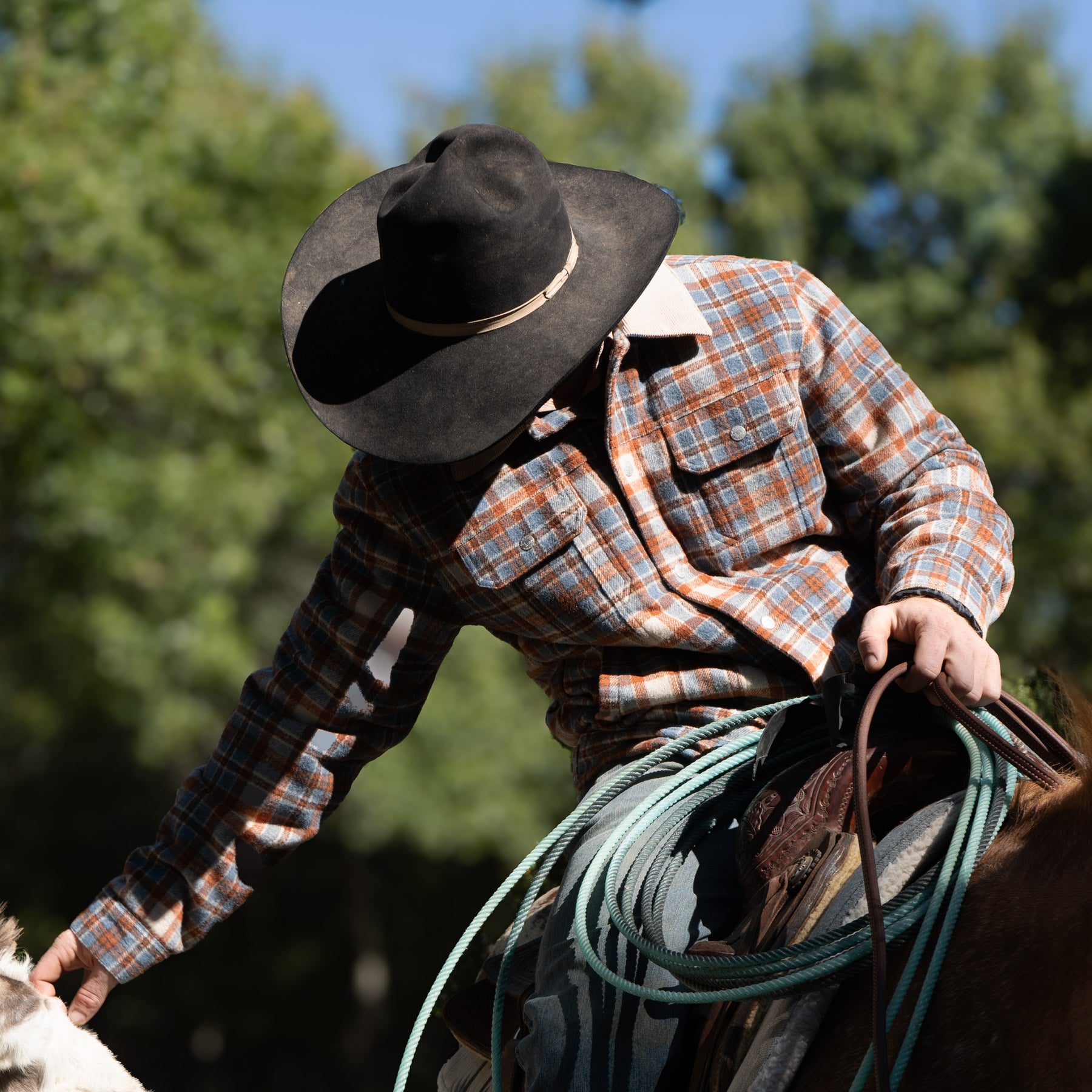 Lazy J Ranch Men's Plaid Trucker Jacket - Rust