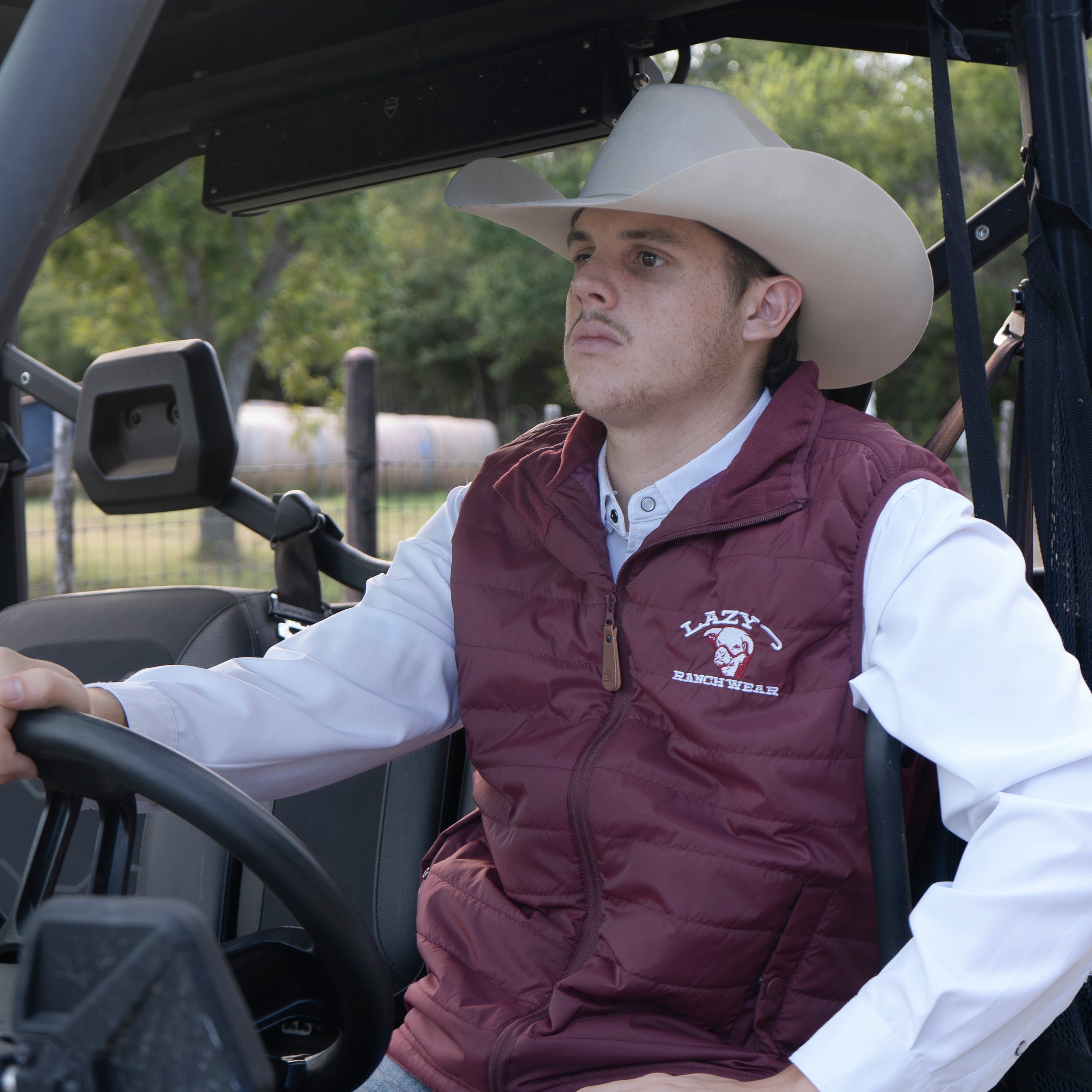 Lazy J Ranch Men's Lightweight Relaxed Fit Vest - Maroon